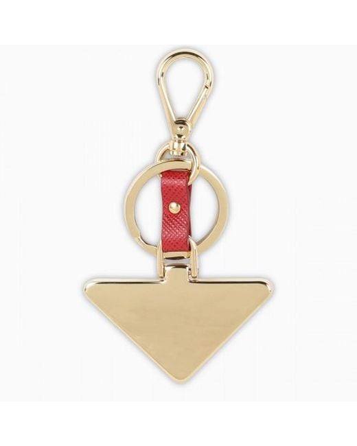 Prada White Triangle Logo Keyring