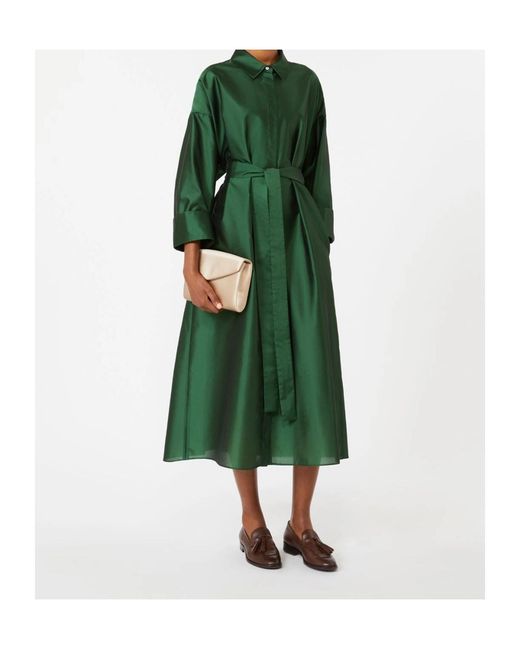 Max Mara Green Belted Midi Dress