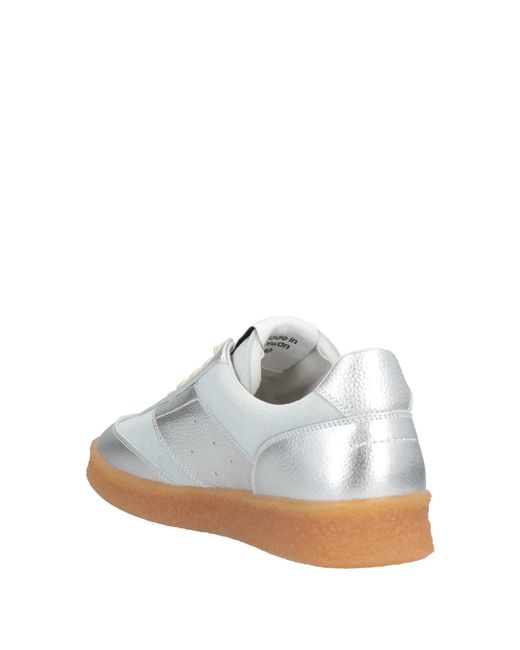 MM6 by Maison Margiela White Metallic Low-Top Leather Shoes