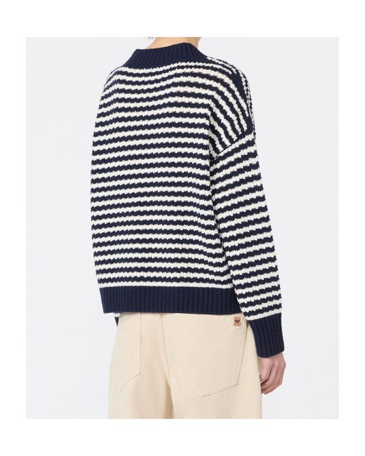 Weekend by Maxmara Blue V-Neck Long-Sleeved Knit Top