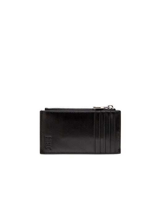 DIESEL Black 1Dr Zip Card Holder Wallet