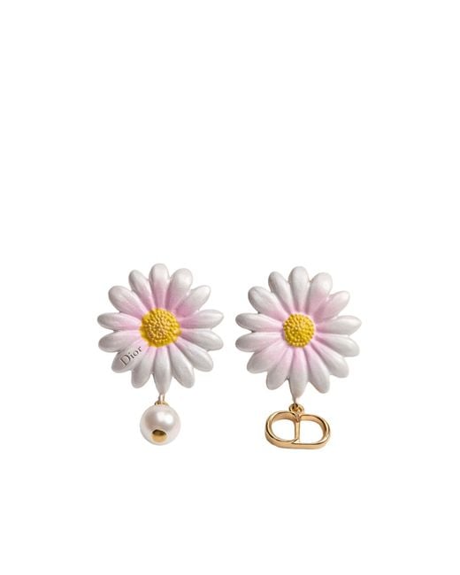 Dior White Daisy Earrings