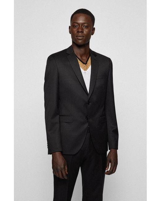 Boss Black Virgin-Wool Single-Breasted Blazer for men