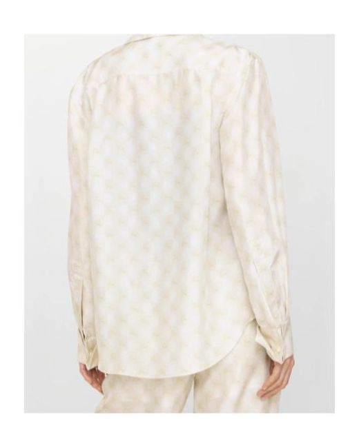 Burberry White Classic Fit Knight Checkerboard Silk Shirt