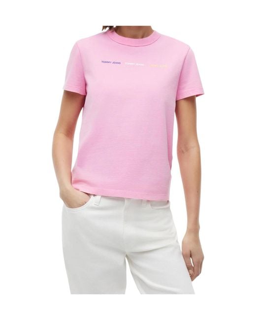 Tommy Hilfiger Pink Repeat Logo Washed Jersey T-Shirt