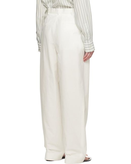 The Row White Bufus Logo Casual Pants