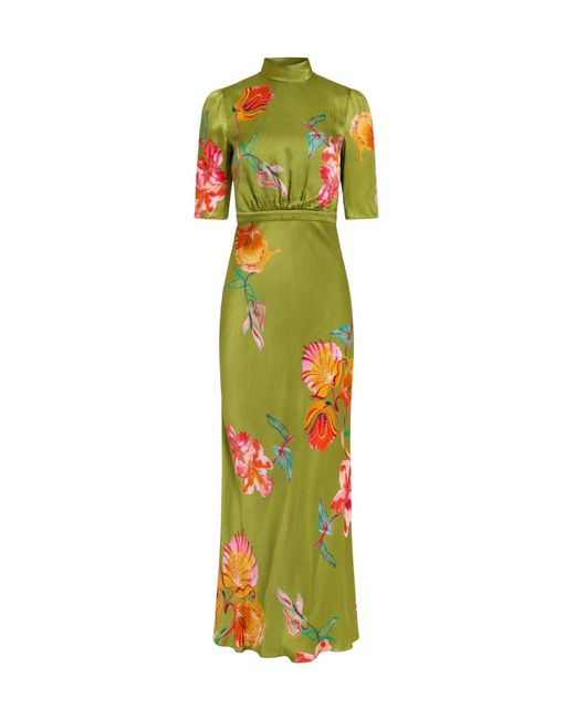 Saloni Green Floral Print Dress
