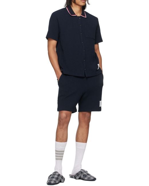 Thom Browne Black Rwb Stripe-Trimmed Drawstring Track Shorts for men
