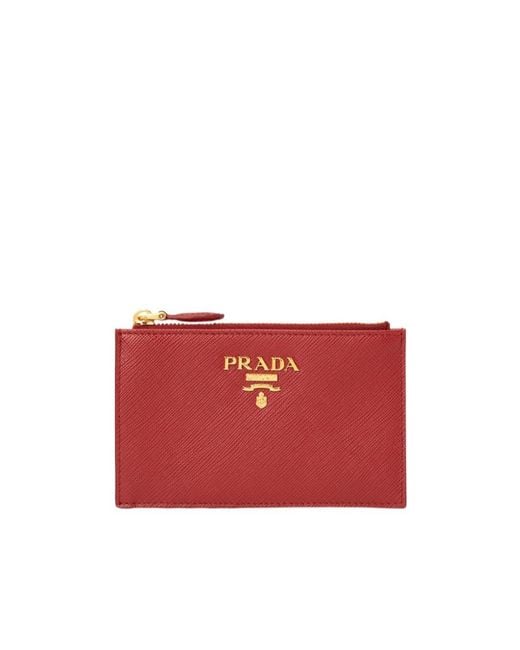 Prada Red Logo Card Holder