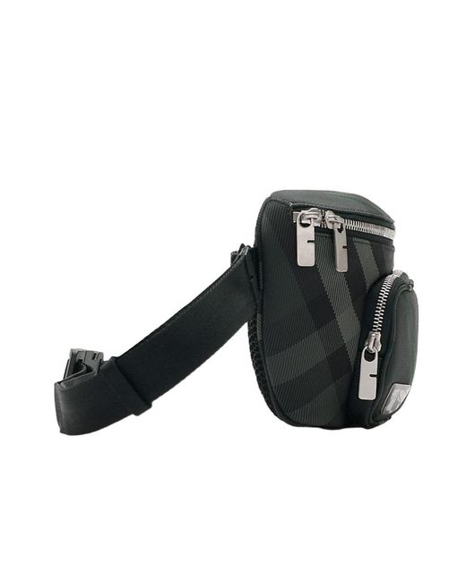 Burberry Black Checked Zipped Belt Bag for men