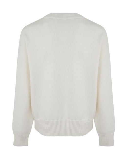 AMI White Ami De Coeur Intarsia-Logo Jumper for men