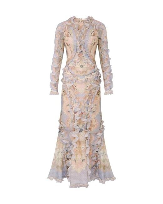 Zimmermann Natural Rebellion Ruffled Floral Maxi Dress