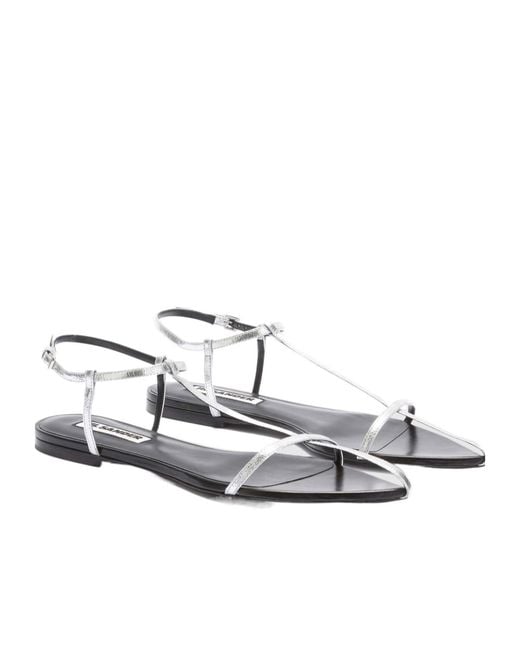 Jil Sander White Pointed-Toe Caged Sandals