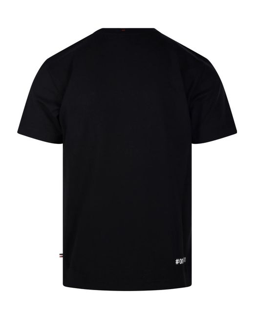 Moncler Black Grenoble Logo Embroidered Crewneck T-Shirt for men