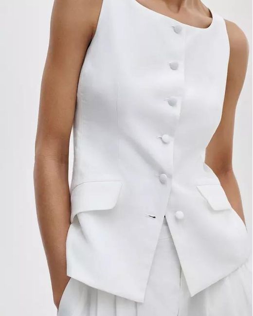 Rag & Bone White Lola Boatneck Vest