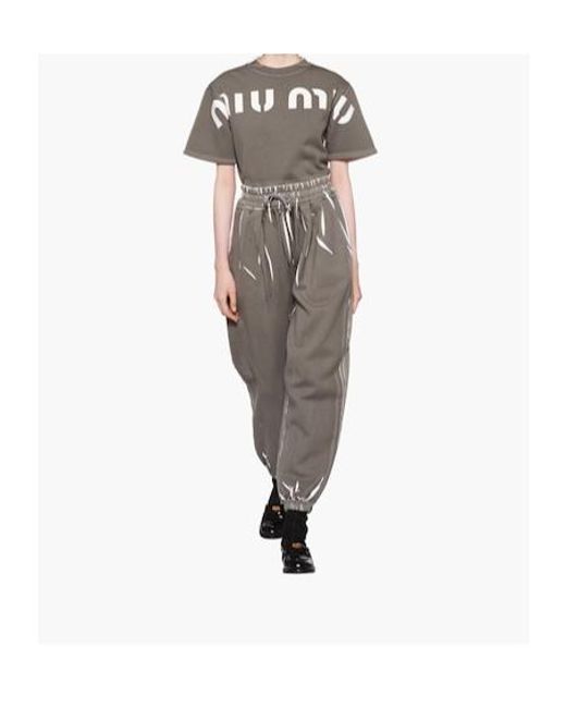 Miu Miu Gray Printed Cotton Sweatshirt