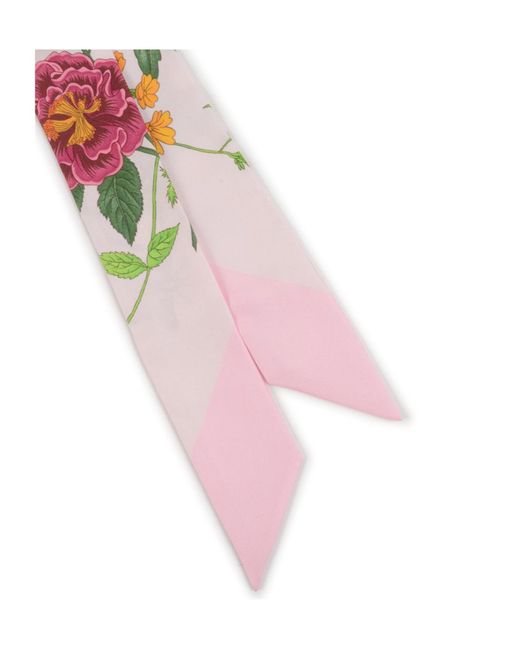 Gucci Red Printed Twill Neck Bow