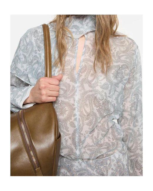 Acne Blue Silk Paisley Blouse