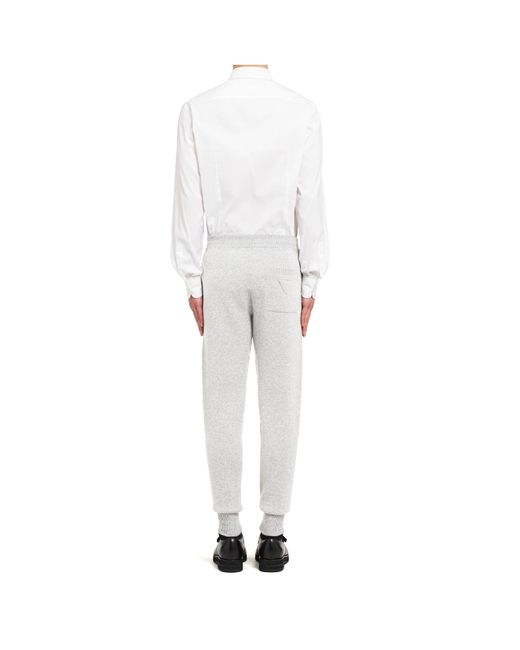 Prada White Logo Patch Knitted Track Pants for men