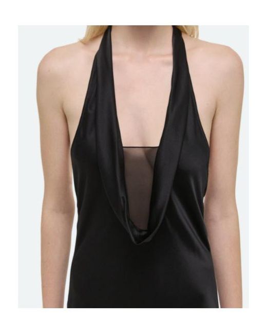 Helmut Lang Black Silk Bias-Cut Cowl Neck Maxi Dress