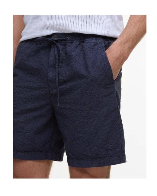 Barbour Blue Seersucker Drawstring Shorts for men