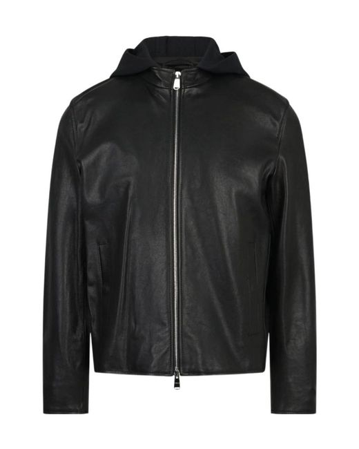 Dondup Black Long-Sleeved Leather Jacket for men