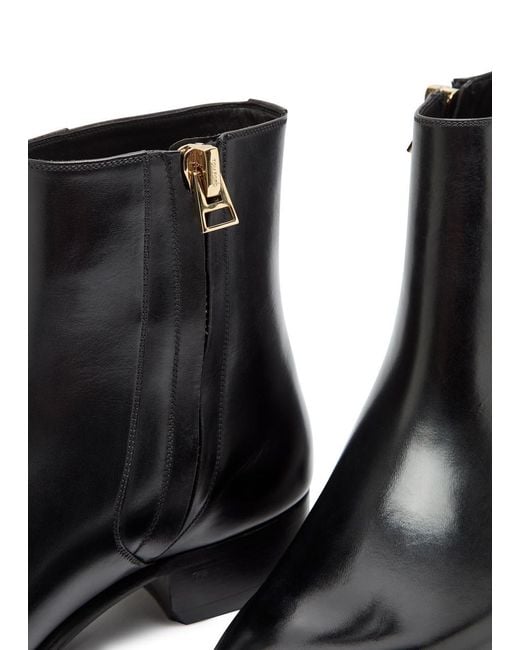 Tom Ford Black Leather Ankle Boots for men