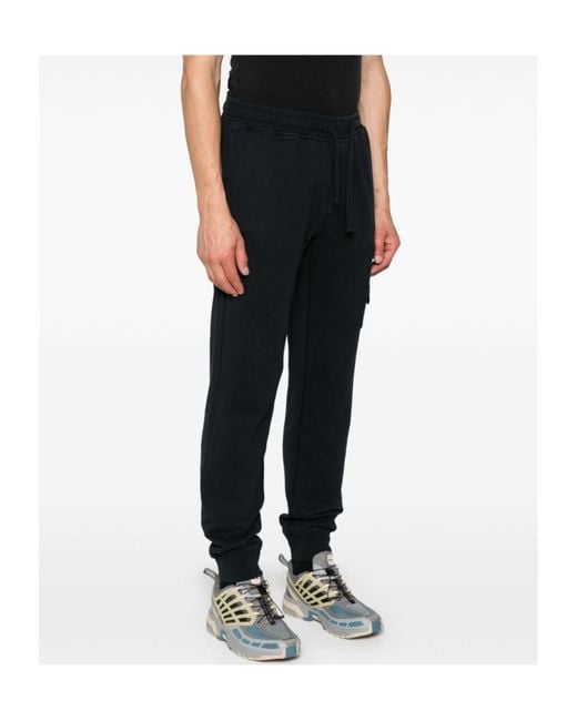 Stone Island Black Patch-Pocket Drawstring Trousers for men