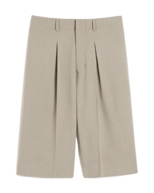 AMI Gray Ami Front Pleated Bermuda Shorts for men
