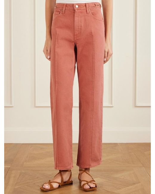 Ulla Johnson Red High-Waisted Straight Leg Jeans