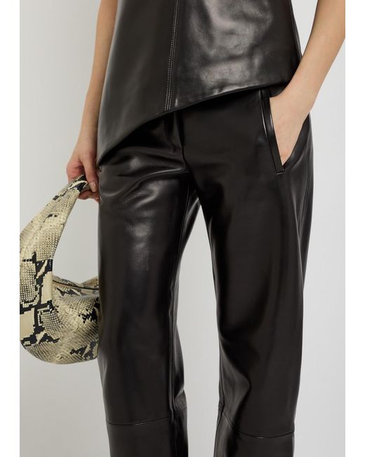 Khaite Black Miles Leather Trousers