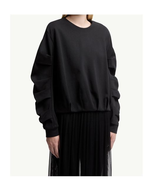Moncler Black Pleated Crewneck Sweatshirt
