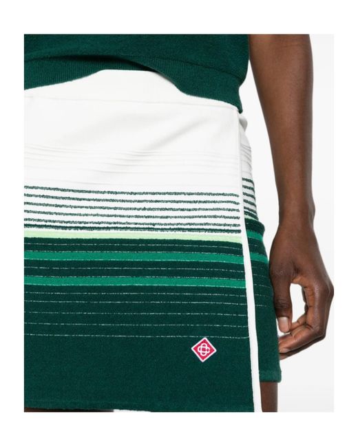 Casablanca Green Striped Wrap Mini Skirt