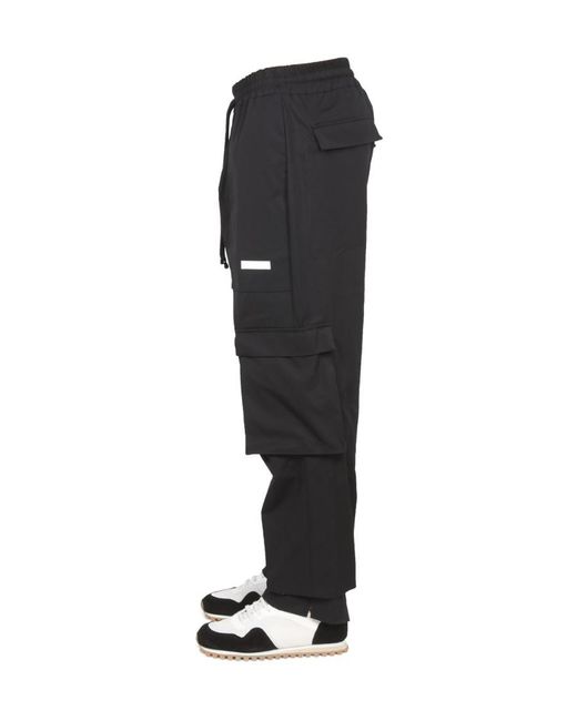 Ih Nom Uh Nit Black Elasticated Waistband Cargo Pants for men