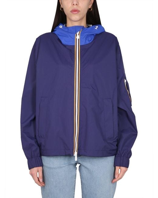 K-Way Blue Rd Zip-Up Hooded Jacket for men