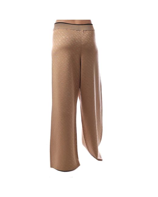 Boss Brown Khaki Jacquard Knit Wide-Leg Pant
