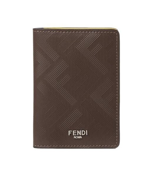 Fendi Brown Shadow Bi-Fold Card Holder for men