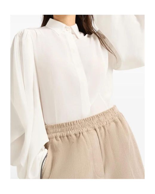 Brunello Cucinelli White Silk Shirt