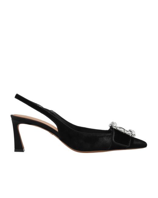 Dolce & Gabbana Black Buckle Embellished Velvet Slingbacks