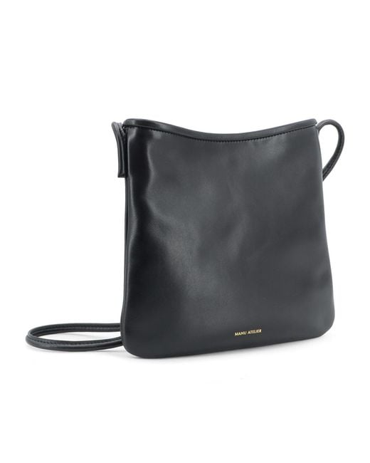 MANU Atelier Black Logo-Letter Shoulder Bag