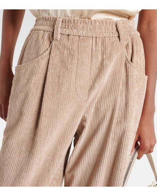 Brunello Cucinelli Natural Pleated Straight Pants