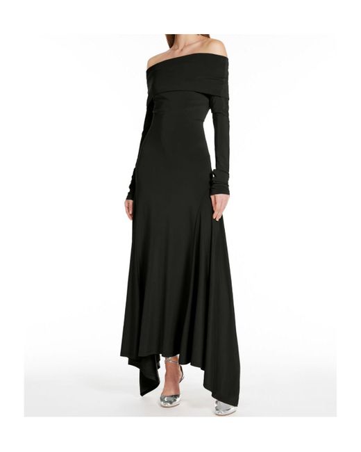 Max Mara Black Off-Shoulder Long-Sleeved Dress