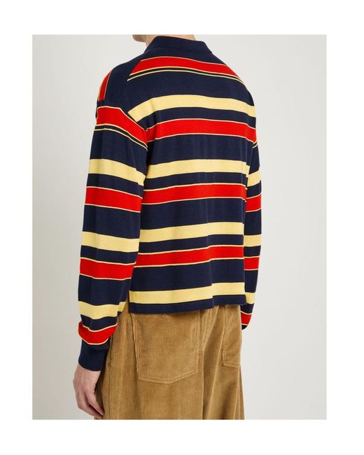 J.W. Anderson Blue Striped Knit Polo Shirt for men