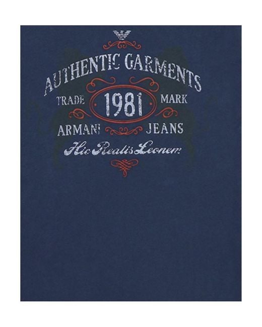 Armani Jeans Blue T-Shirt With Round Neck And Long Sleeves for men