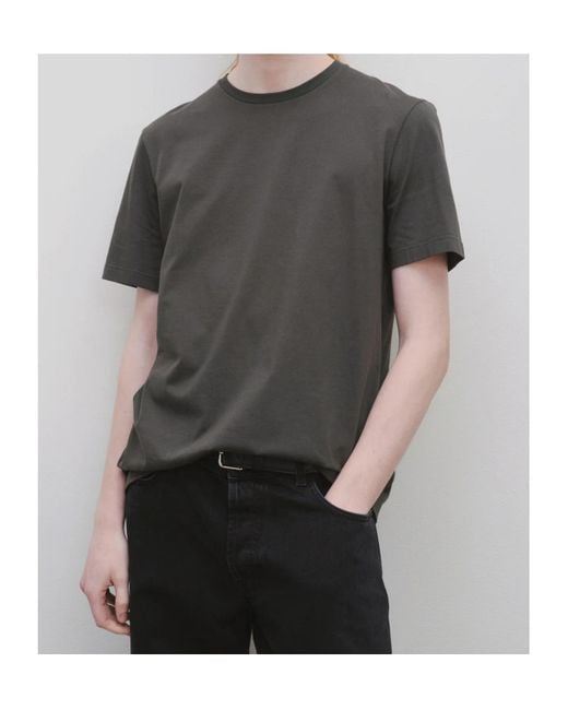 The Row Black Crewneck Straight Hem T-Shirt for men