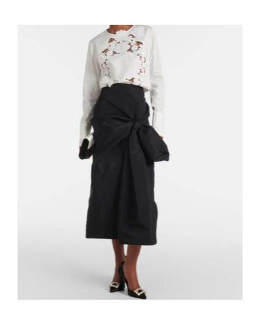 Oscar de la Renta White Embroidered Cotton Blouse