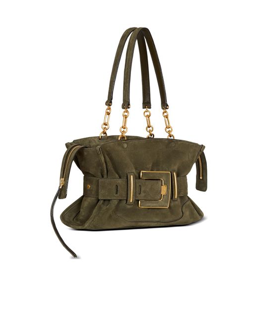 Balmain Metallic Anthem Belted Shoulder Bag