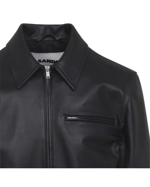 Jil Sander Black Regular Fit Leather Jacket for men