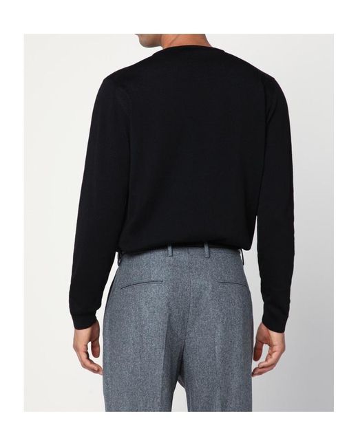 Roberto Collina Black Round-Neck Long-Sleeve Knitted Sweater for men