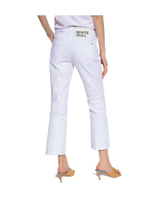 DSquared² White Bootcut High-Waist Cropped Trousers